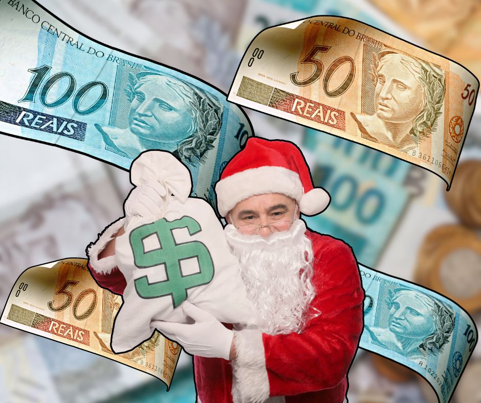 Papai Noel com saco de dinheiro